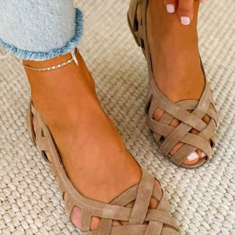 Sandales d'été tressées pour femme à brides croisées