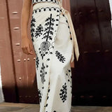 Robe Longue Bohème Broderie Élégante Sans Manches