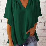 Blouse Ample Col V Manches Fluides Confort Élégant