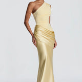 Robe Longue Asymétrique à Épaule Unique