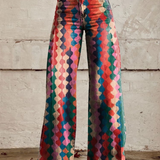 Pantalon Large Imprimé à Motifs Géométriques