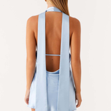 Robe Courte Dos Nu à Col Halter Élégante