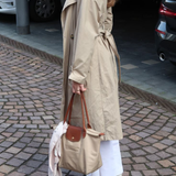 Sac cabas pliable en cuir contrastant pour femme