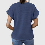 Blouse en Maille Ajourée à Manches Courtes
