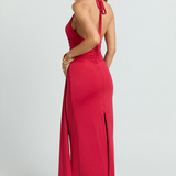 Robe Longue Dos Nu Halter Drapée Glamour