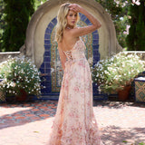 Robe longue à fleurs col licou pour femme