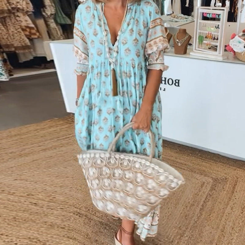 Robe Maxi Bohème Imprimée Coupe Fluide Été Chic