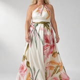 Robe Longue Fleurie Col Halter Élégance Aérienne