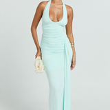 Robe Longue Dos Nu Halter Drapée Glamour