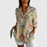 Chemise Fleurie à Manches Retroussées