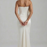 Robe Longue Bustier Drapée Élégance Satinée