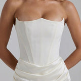 Robe Longue Bustier Drapée Élégance Satinée