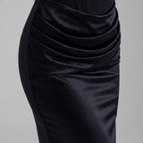 Robe Longue Bustier Drapée Élégance Satinée