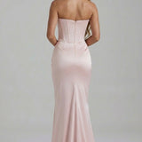 Robe Longue Bustier Drapée Élégance Satinée