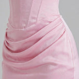 Robe Longue Bustier Drapée Élégance Satinée