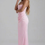 Robe Longue Bustier Drapée Élégance Satinée
