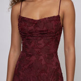 Robe Longue Dentelle Florale Dos Lacé Élégance