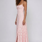 Robe Longue Dentelle Florale Dos Lacé Élégance