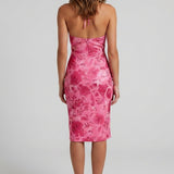 Robe Midi Fleurie Col Halter Élégance Romantique