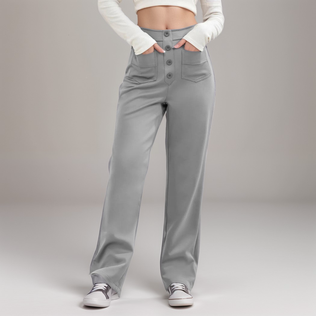 Pantalon Droit Taille Haute Confort Coupe Moderne