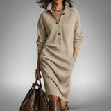 Robe polo midi en maille oversize à col haut