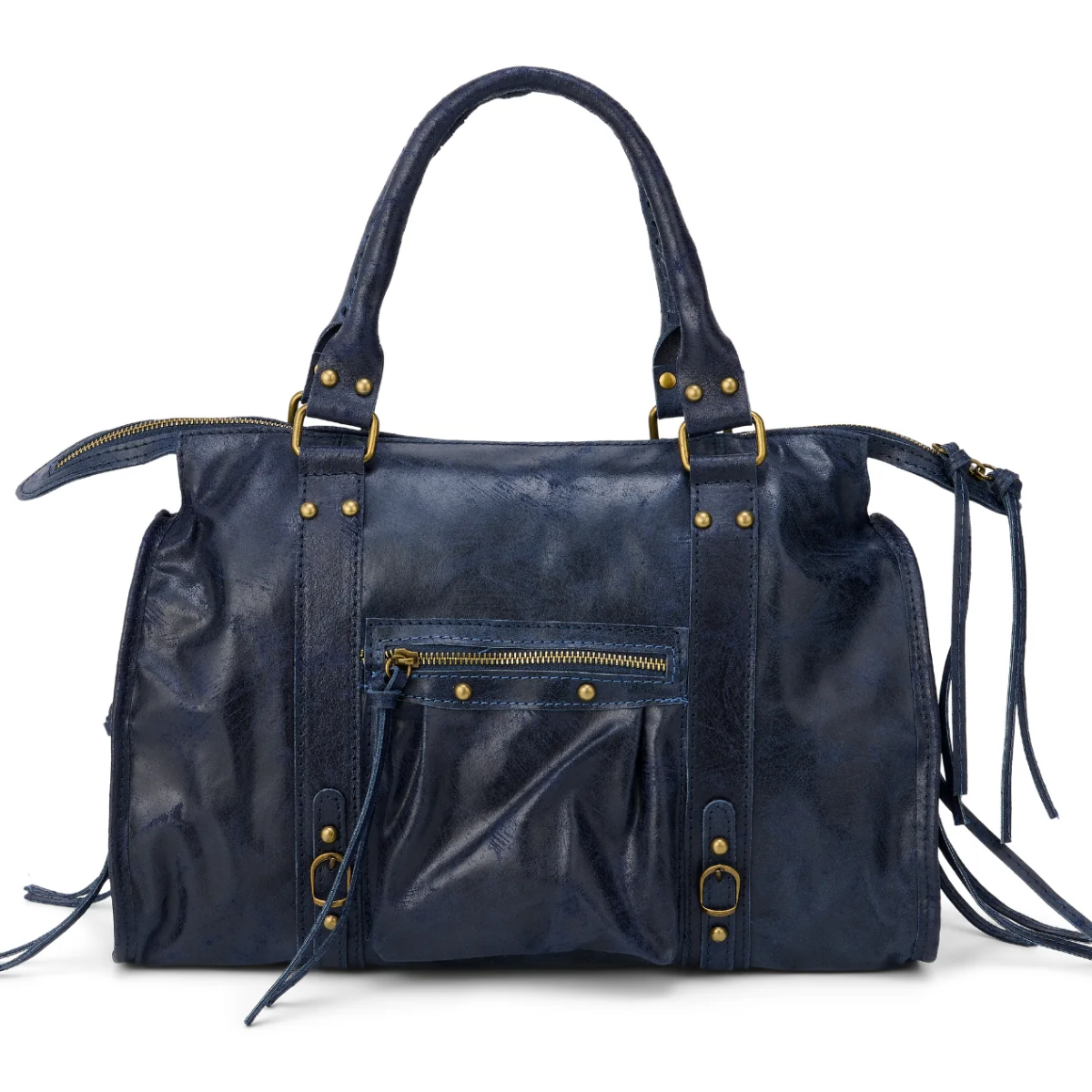 Sac cabas en cuir vieilli clouté pour femme