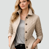 Veste matelassée femme à col pointu boutonnée