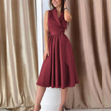 Robe Midi Évasée Col Croisé Élégance Intemporelle