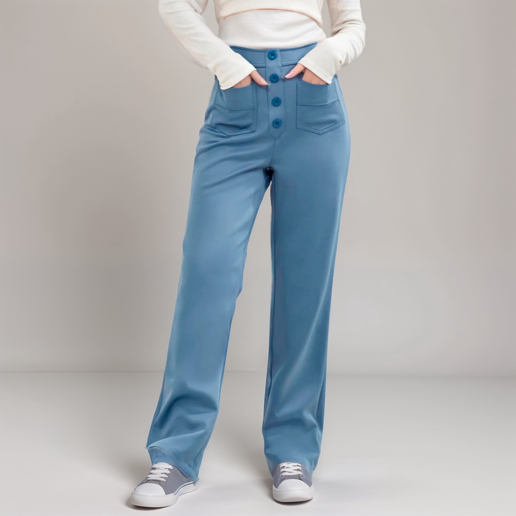 Pantalon Droit Taille Haute Confort Coupe Moderne