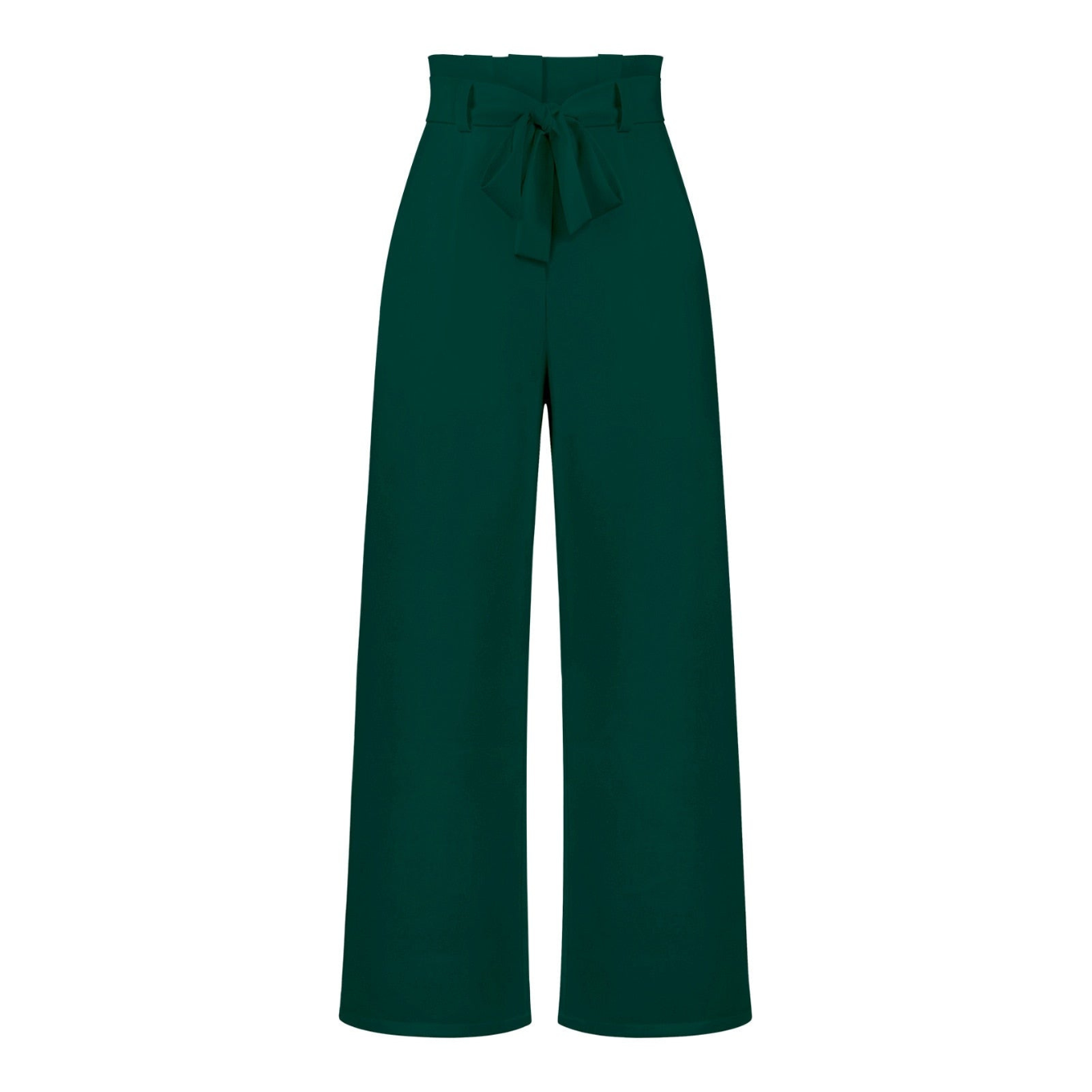 Pantalon Fluide Taille Haute Ceinture Nouée Élégant