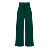 Pantalon Fluide Taille Haute Ceinture Nouée Élégant