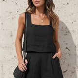 Ensemble deux pièces femme en lin, top et short