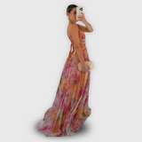 Robe Longue Femme Plissée à Une Bretelle Imprimée