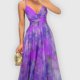 Robe Longue Femme Plissée à Une Bretelle Imprimée