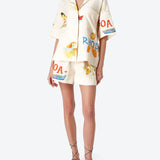 Ensemble Chemise Imprimée Short Coupe Ample Style Vacances Chic