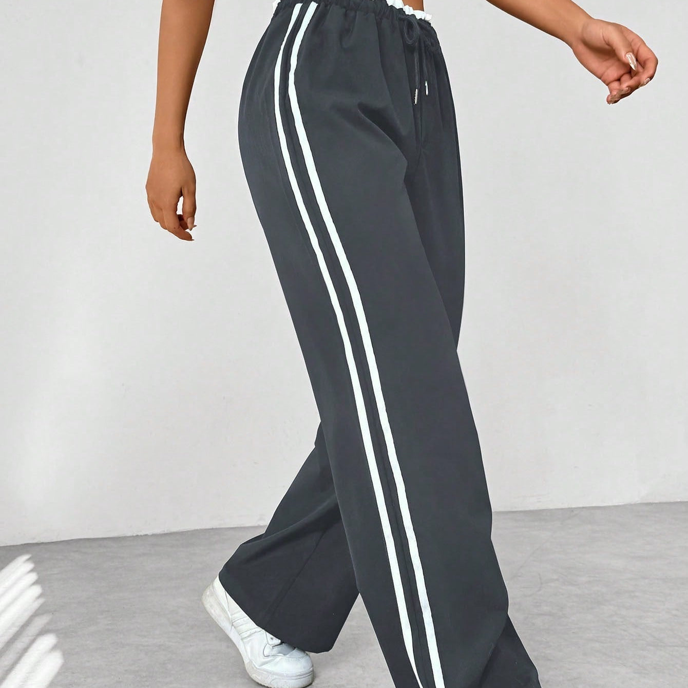 Pantalon Sport Large Bandes Latérales Style Décontracté