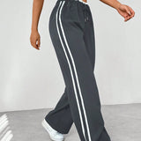 Pantalon Sport Large Bandes Latérales Style Décontracté