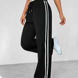 Pantalon Sport Large Bandes Latérales Style Décontracté