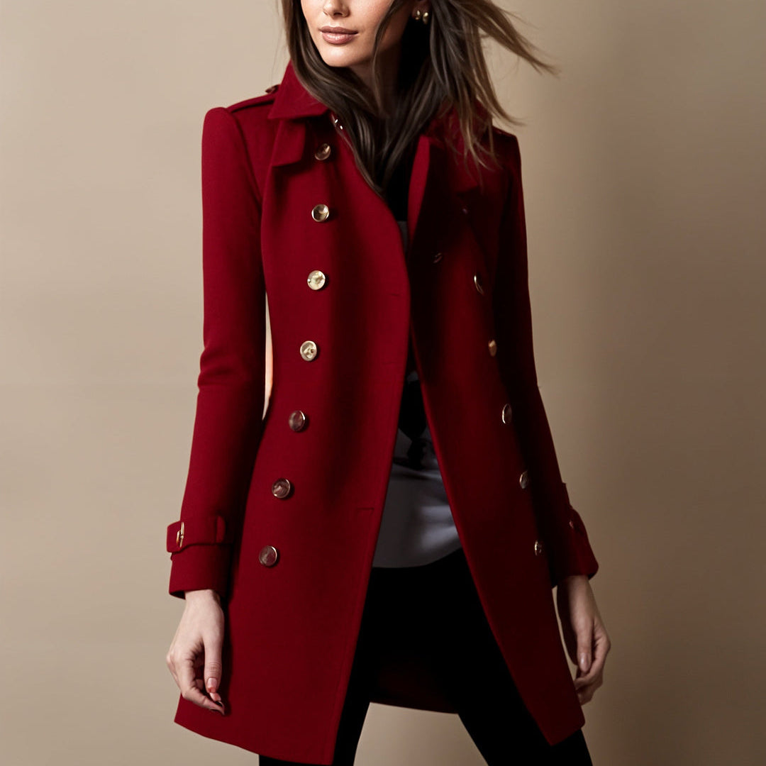 Manteau Court Militaire Boutonné Coupe Structurée Chic