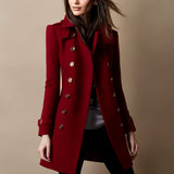 Manteau Court Militaire Boutonné Coupe Structurée Chic