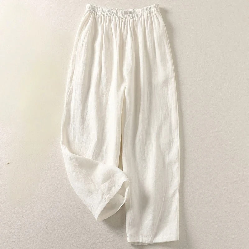 Pantalon Lin Fluide Taille Élastique Confort Été