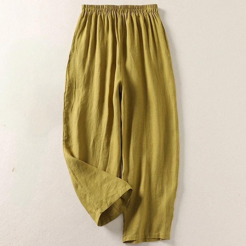 Pantalon Lin Fluide Taille Élastique Confort Été