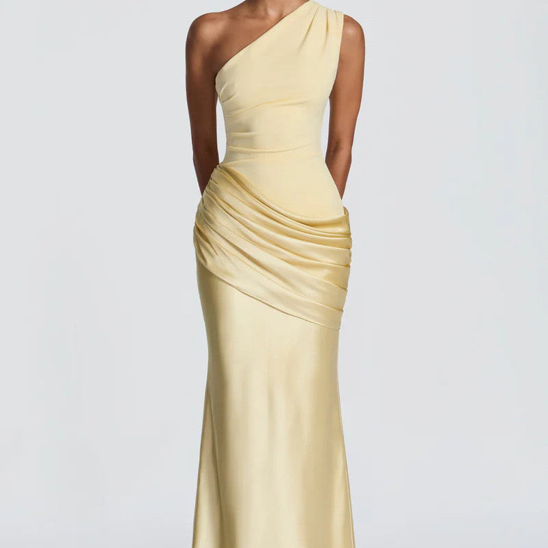 Robe Longue Asymétrique à Épaule Unique