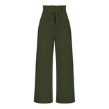 Pantalon Fluide Taille Haute Ceinture Nouée Élégant