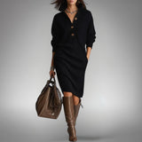 Robe polo midi en maille oversize à col haut