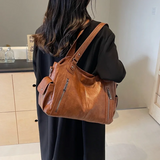 Sac porté épaule femme en simili cuir, bandoulière amovible