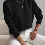 Pull femme en maille à col roulé, manches longues