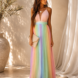 Robe Femme Longue Arc en Ciel Élégante
