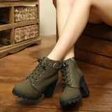 Bottines Lacées Talon Haut Style Rock Chic