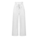 Pantalon Fluide Taille Haute Ceinture Nouée Élégant